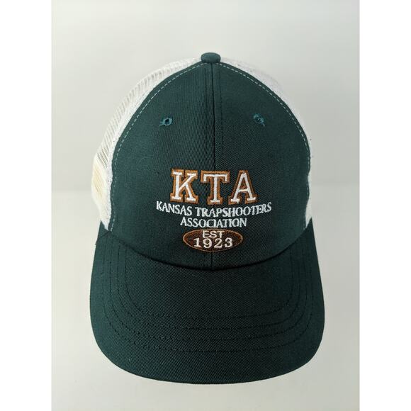 Mens KTA Kansas Trapshooters Association Hat Meshback Snapback Green & White - Picture 2 of 11